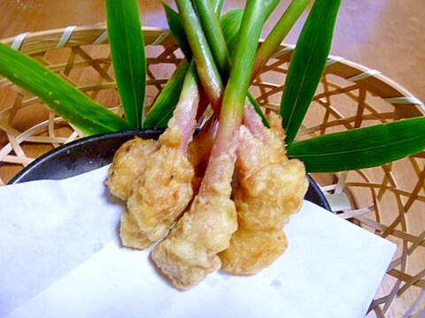 谷中生姜の味噌はさみ天ぷら